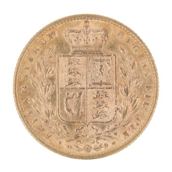 1872 Victoria Young Head UK Full Sovereign Coin
