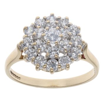 9ct Yellow Gold Cubic Zirconia Cluster Ring