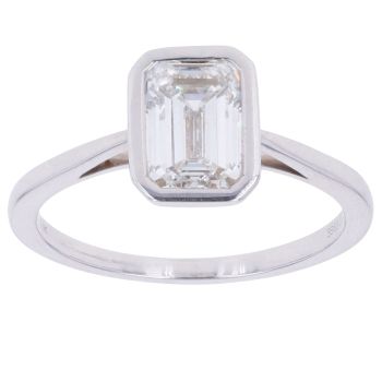 9ct White Gold 2.00ct Lab Grown Diamond Emerald Cut Solitaire Ring