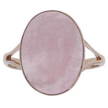 9ct Yellow Gold Rose Quartz Single Stone Ring