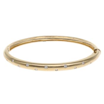 18ct Yellow Gold 0.33ct Brilliant Cut Diamond Hinged Bangle