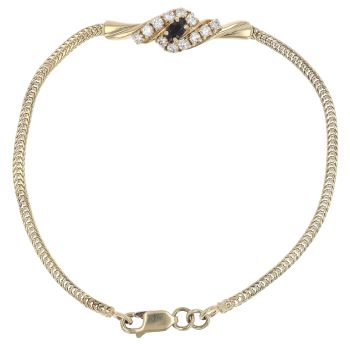 9ct Yellow Gold Cubic Zirconia and Sapphire Cluster Bracelet 7.5"