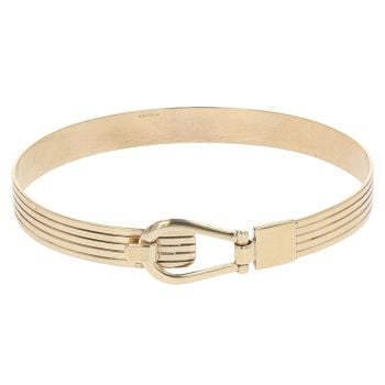 9ct Yellow Gold Patterned Hook Lock Bangle