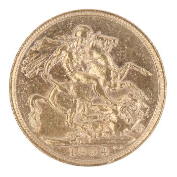 1904 Edward VII Large Head UK Full Sovereign Coin