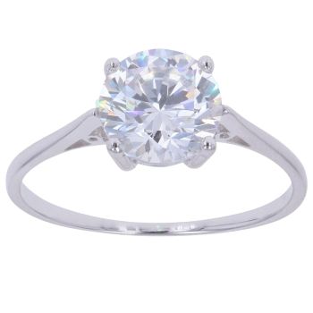 Silver Cubic Zirconia Solitaire Ring