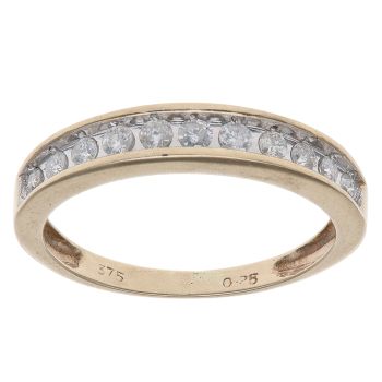 9ct Yellow Gold 0.25ct Brilliant Cut Diamond Half Eternity Ring