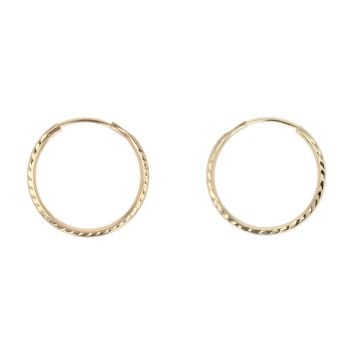 9ct Yellow Gold Patterned Twist Hoop Earrings