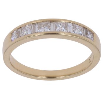 18ct Yellow Gold 0.75ct Baguette and Princess Cut Diamond Fancy Ring