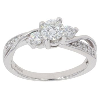 18ct White Gold 0.65ct Diamond Trilogy Ring