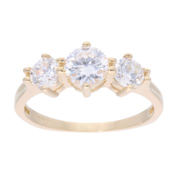 14ct Yellow Gold Cubic Zirconia Trilogy Ring