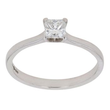 Platinum 0.45ct Princess Cut Diamond Solitaire Ring