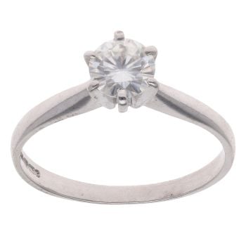 18ct White Gold Moissanite Single Stone Ring