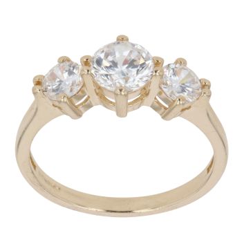 14ct Yellow Gold Cubic Zirconia Three Stone Ring