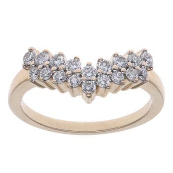 9ct Yellow Gold 0.40ct Brilliant Cut Lab Grown Diamond Two Row Wishbone Ring