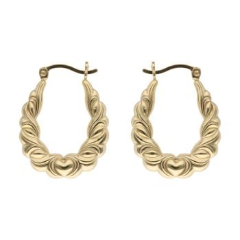Gold Plated Silver Patterned Creole Earrings