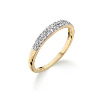 9ct Yellow Gold 0.15ct Natural Diamond Two Row Wedding Band