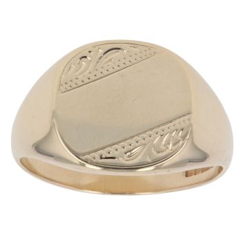 9ct Yellow Gold Patterned Signet Ring