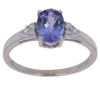 14ct White Gold 0.10ct Diamond and Tanzanite Ring
