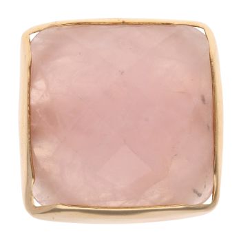 9ct Yellow Gold Rose Quartz Single Stone Ring