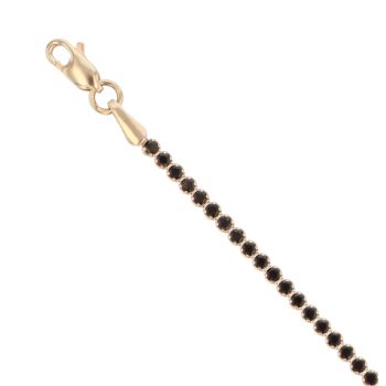 14ct Yellow Gold Black Cubic Zirconia Tennis Bracelet 7"
