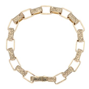 9ct Yellow Gold Patterned Belcher Bracelet 9.5"