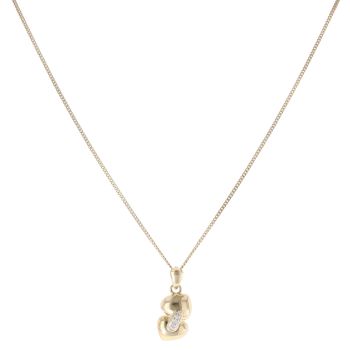 9ct Yellow Gold 0.02ct Diamond Joined Heart Pendant and Chain 18"