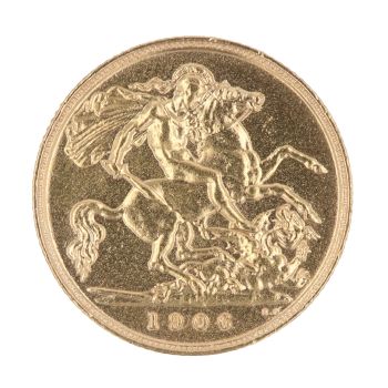 1906 Edward VII Large Head UK Half Sovereign Coin