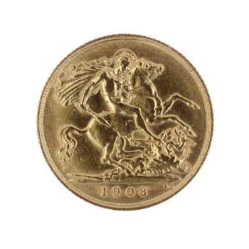 1908 Edward VII Large Head UK Half Sovereign Coin