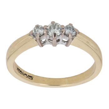 18ct Yellow Gold 0.25ct Brilliant Cut Diamond Trilogy Ring