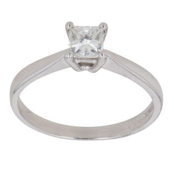 Platinum 0.52ct Princess Cut Diamond Solitaire Ring