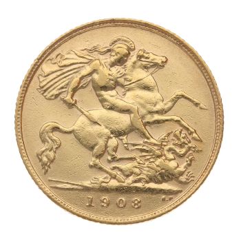 1908 Edward VII Large Head UK Half Sovereign Coin