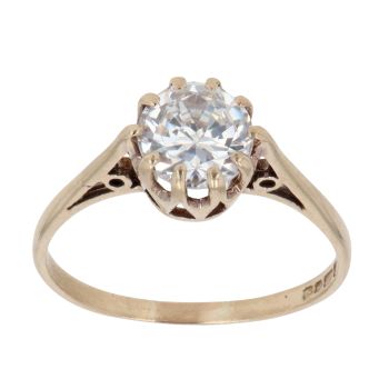 9ct Yellow Gold Cubic Zirconia Solitaire Ring