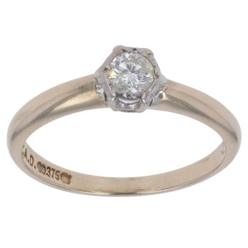 9ct Yellow Gold 0.20ct Brilliant Cut Diamond Solitaire Ring