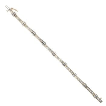 9ct Yellow And White Gold 2.50ct Brilliant Cut Diamond Bracelet 7"