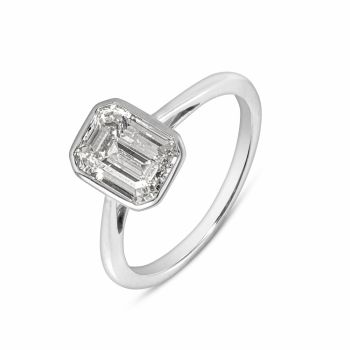 9ct White Gold 2.00ct Emerald Cut Lab Grown Diamond Solitaire Ring Lab Grown