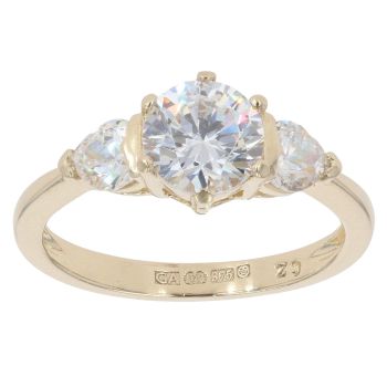 9ct Yellow Gold Cubic Zirconia Three Stone Ring