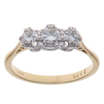 18ct Yellow Gold 0.75ct Brilliant Cut Diamond Trilogy Ring