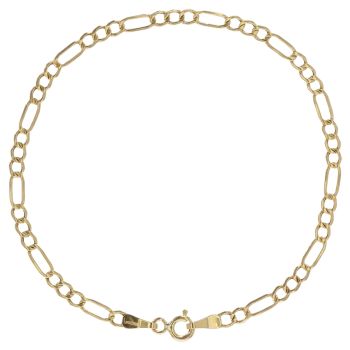 9ct Yellow Gold Figaro Bracelet 7.5"