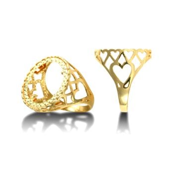 9ct Yellow Gold Half Sovereign Hearts Ring Mount