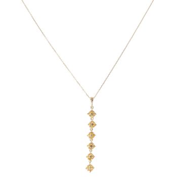 9ct Yellow Gold Yellow Sapphire Cluster Drop Pendant and Chain 18"