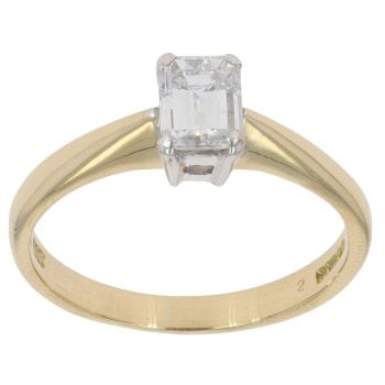 18ct Yellow Gold 0.70ct Emerald Cut Diamond Solitaire Ring