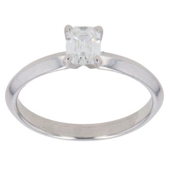 Platinum 0.50ct Emerald Cut Diamond Solitaire Ring