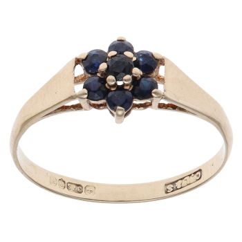 9ct Yellow Gold Sapphire Cluster Ring