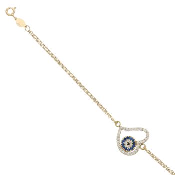 18ct Yellow Gold Cubic Zirconia and Sapphire Bracelet 7.5"