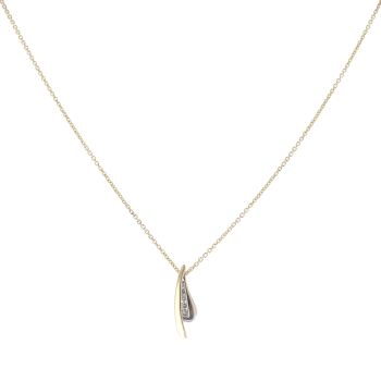18ct Yellow and White Gold 0.10ct Diamond Pendant and Chain 16"