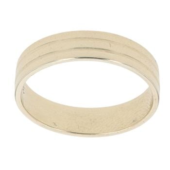 9ct Yellow Gold Line Patterned 6.7mm Wedding Band