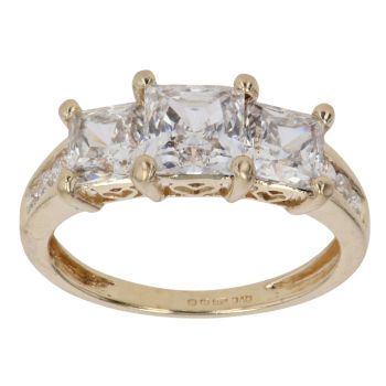 14ct Yellow Gold Cubic Zirconia Three Stone Ring