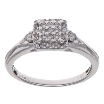 9ct White Gold 0.20ct Brilliant Cut Diamond Cluster Ring