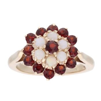 9ct Yellow Gold Opal and Garnet Ring