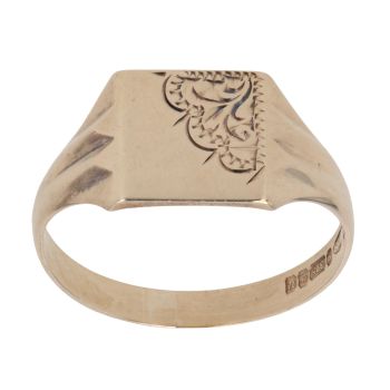 9ct Yellow Gold Patterned Signet Ring